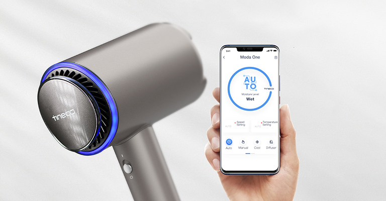 The Tineco MODA ONE S is the first smart hair dryer that has Wi-Fi and can be connected to the app